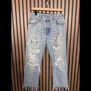 R13 Jeans 30 Womens Blue Bowie Pieced Hem Distressed High Rise Denim Italy Made